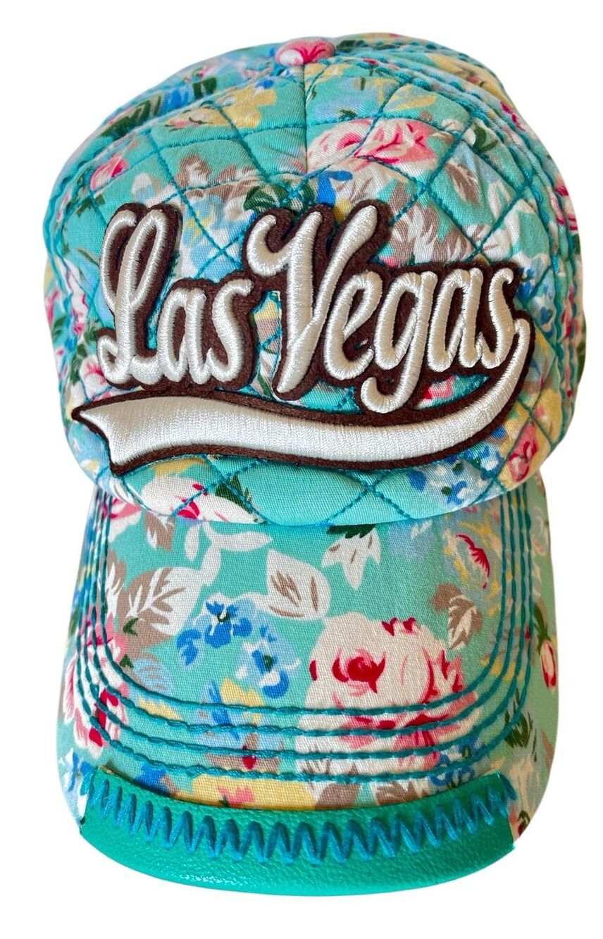 Robin Ruth Las Vegas Snapback Hat Teal Turquoise Quilted Floral Baseball Cap